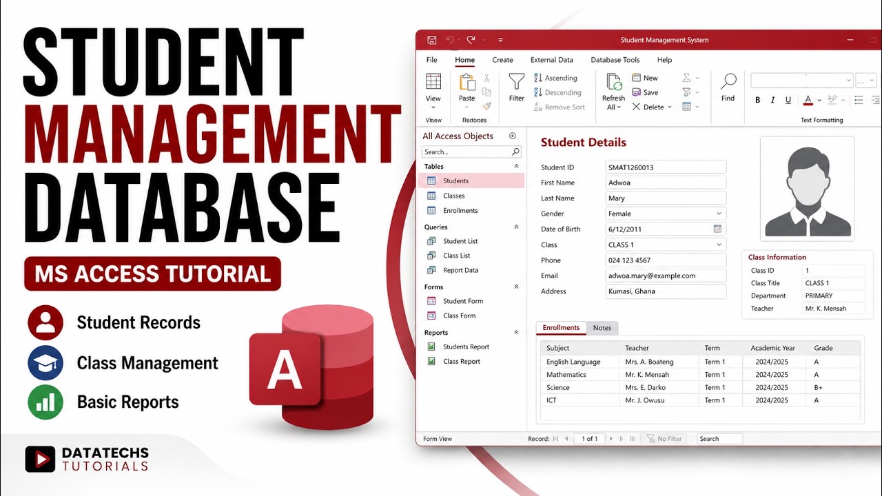 Creating students management database in Microsoft Access \ Full tutorial