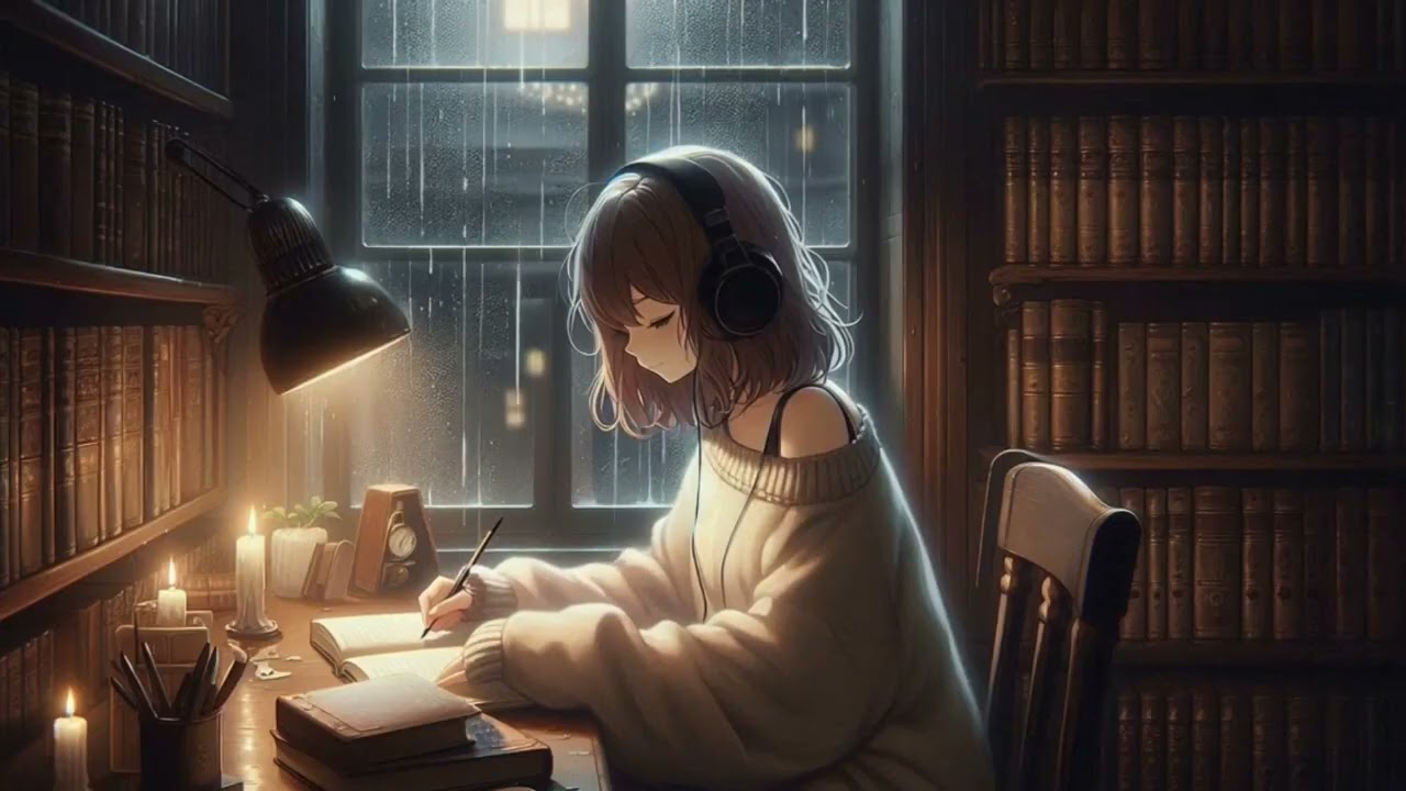 Dark Academia Late Night Study Music with Rain – 2 Hour Lofi