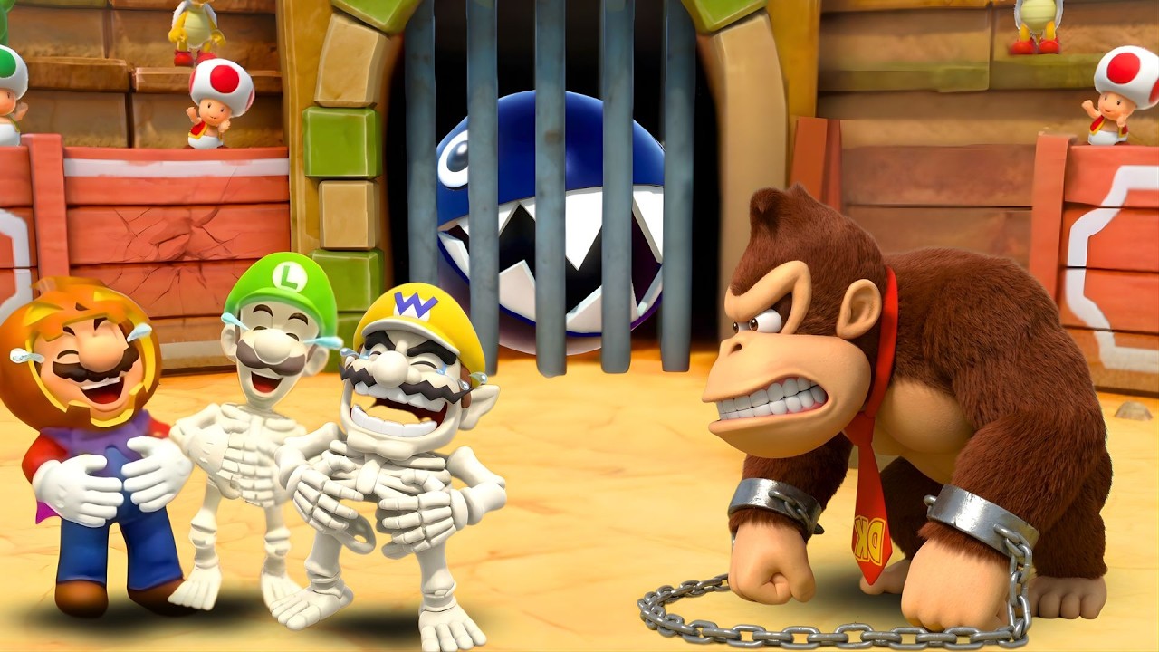 Donkey Kong Gets MAD! Halloween Super Mario Party Minigames (Skeletons!)