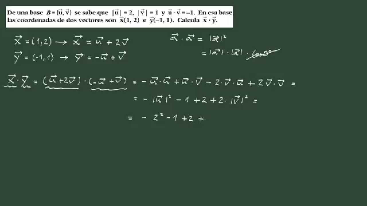 17. Ejercicio 17 vectores 2D: producto escalar en una base no ortonormal.