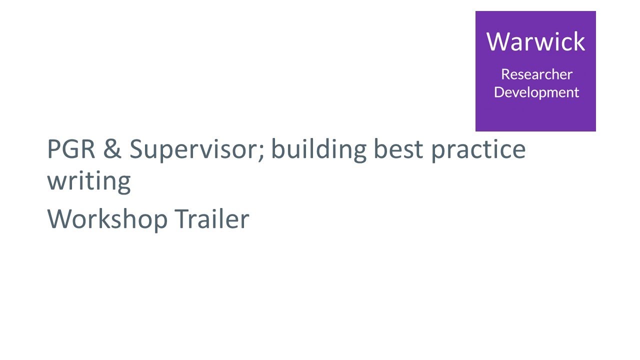 PGR & Supervisor ; building best practice