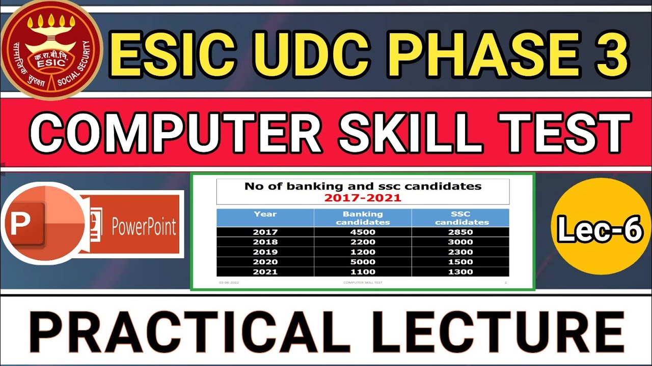 ESIC UDC PHASE -3 | Computer skill test 2022 | MS POWER LEC-6