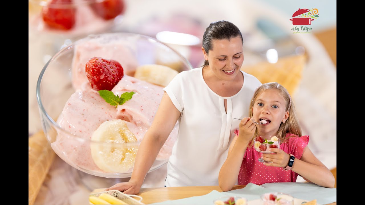 INGHETATA DE BANANE CU CAPSUNI - Un deliciu #inghetatadefructe #abyblajan #reteteaby