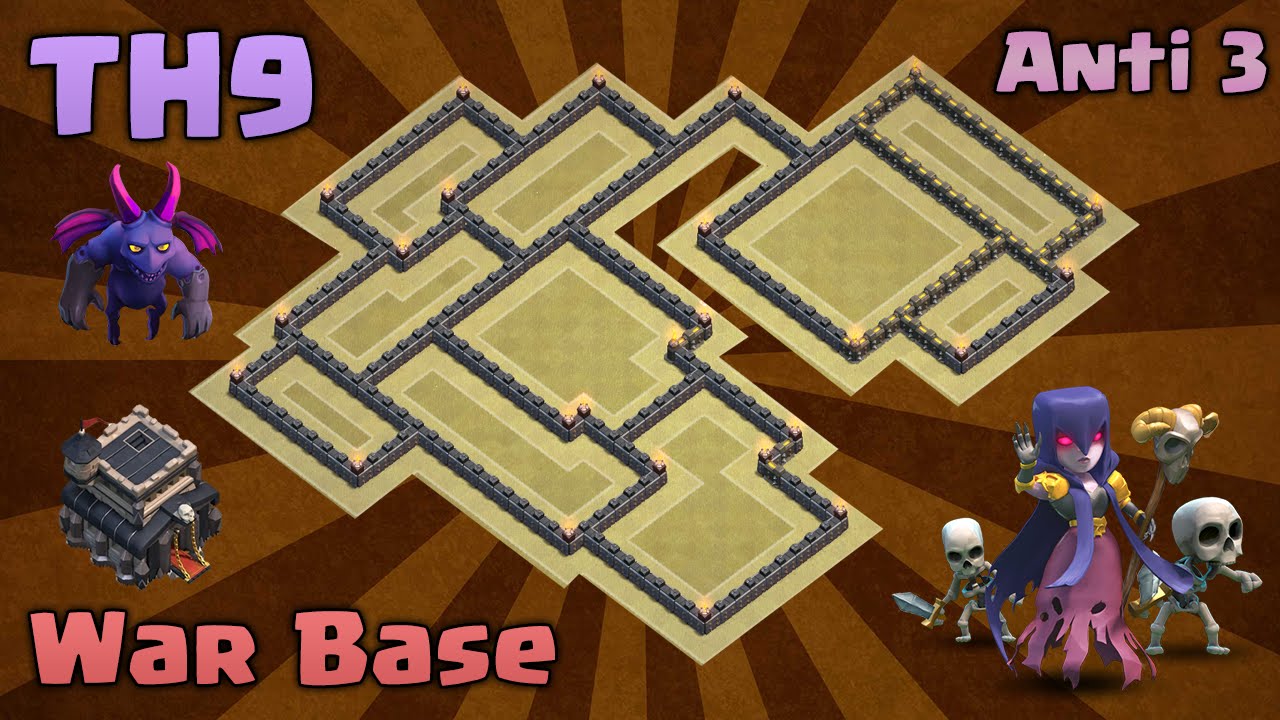 Clash of Clans | Town Hall 9(TH9) BEST War Base 2016 - Anti 3 star + Replays