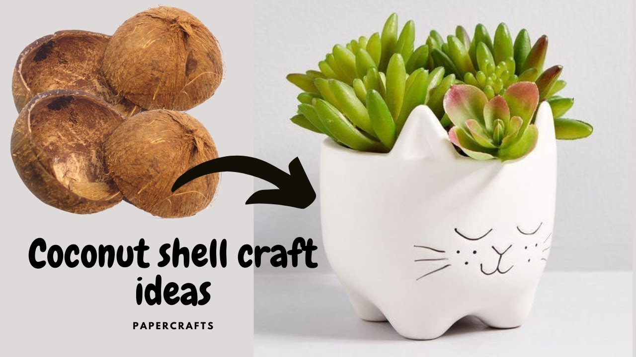Coconut Shell Crafts Ideas | Amazing coconut shell pot | coconut craft ideas | @Papercrafts