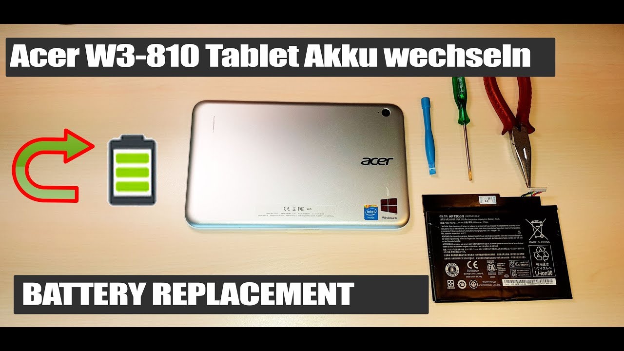 💻🔋Acer W3-810 Tablet Gehäuse öffnen und Akku wechseln  / BATTERY REPLACEMENT OPEN HOUSING REPAIR