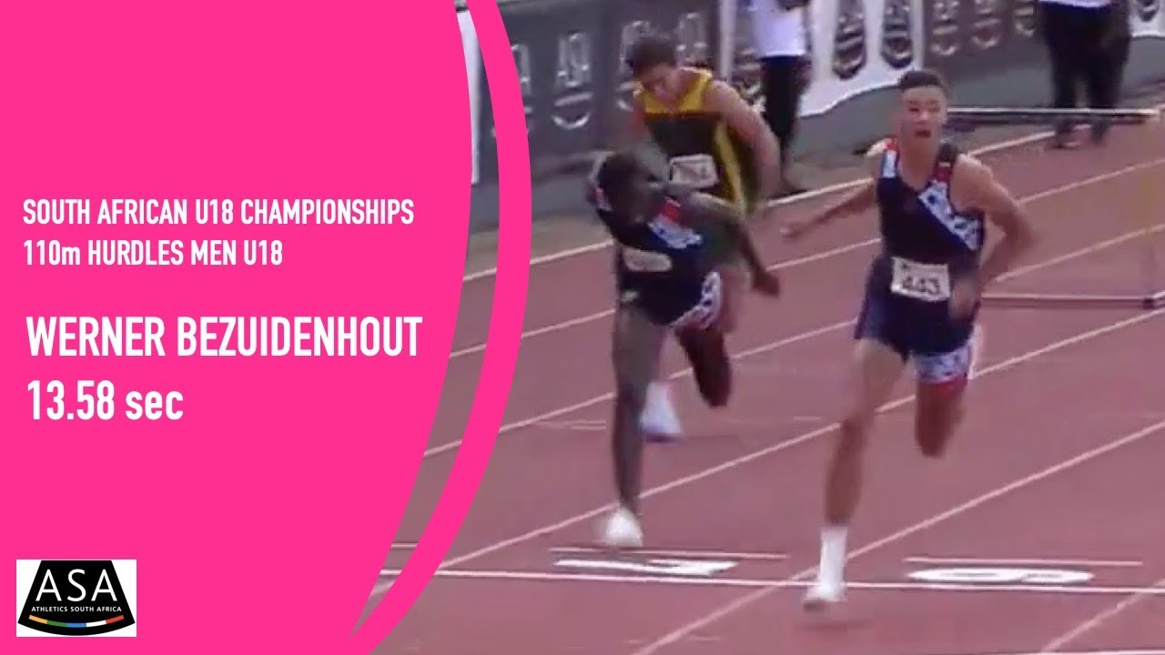 Werner Bezuidenhout wins U18 110m hurdles (13.58) ASA Championships, Potchefstroom - 1 April 2022