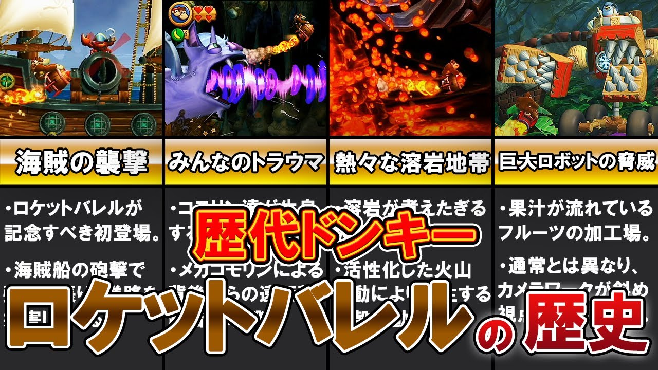【歴代ドンキー】歴代ロケットバレルステージを振り返る【ゆっくり解説】
