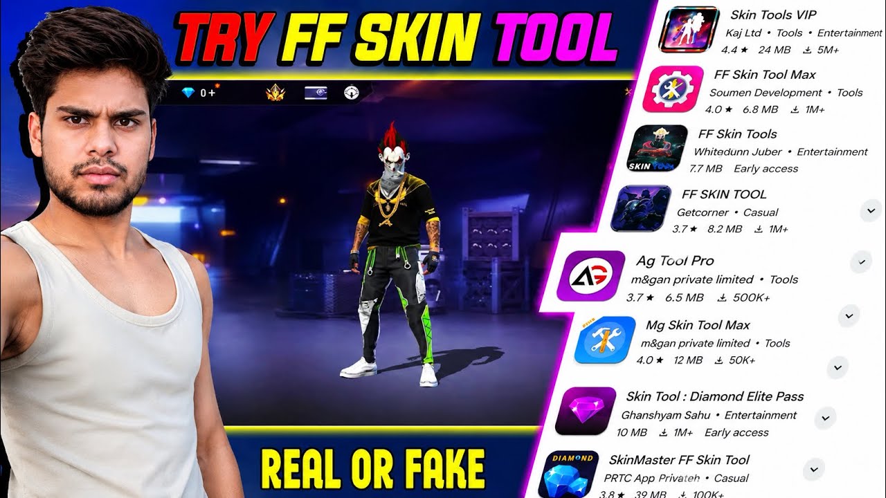 FreeFire 5 Best Skin Tool App Test in 2025