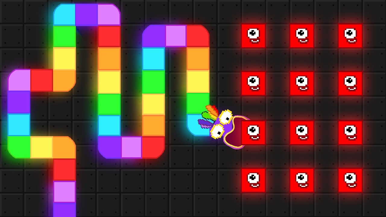 Number Snake Eat 1 to 100 Blocks in Mario Maze Level Up | Game Animation