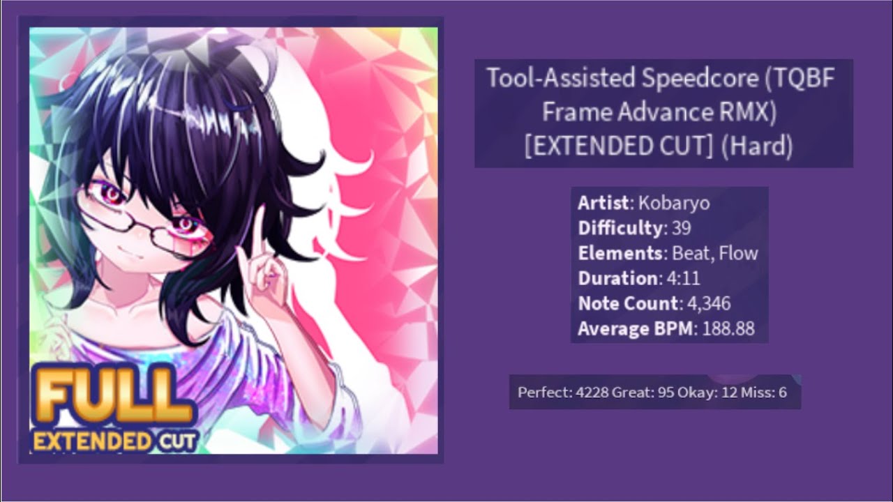 Tool Assisted Speedcore (TQBF Frame Advance RMX) Difficulty [39] 6 Miss [Practice mode]