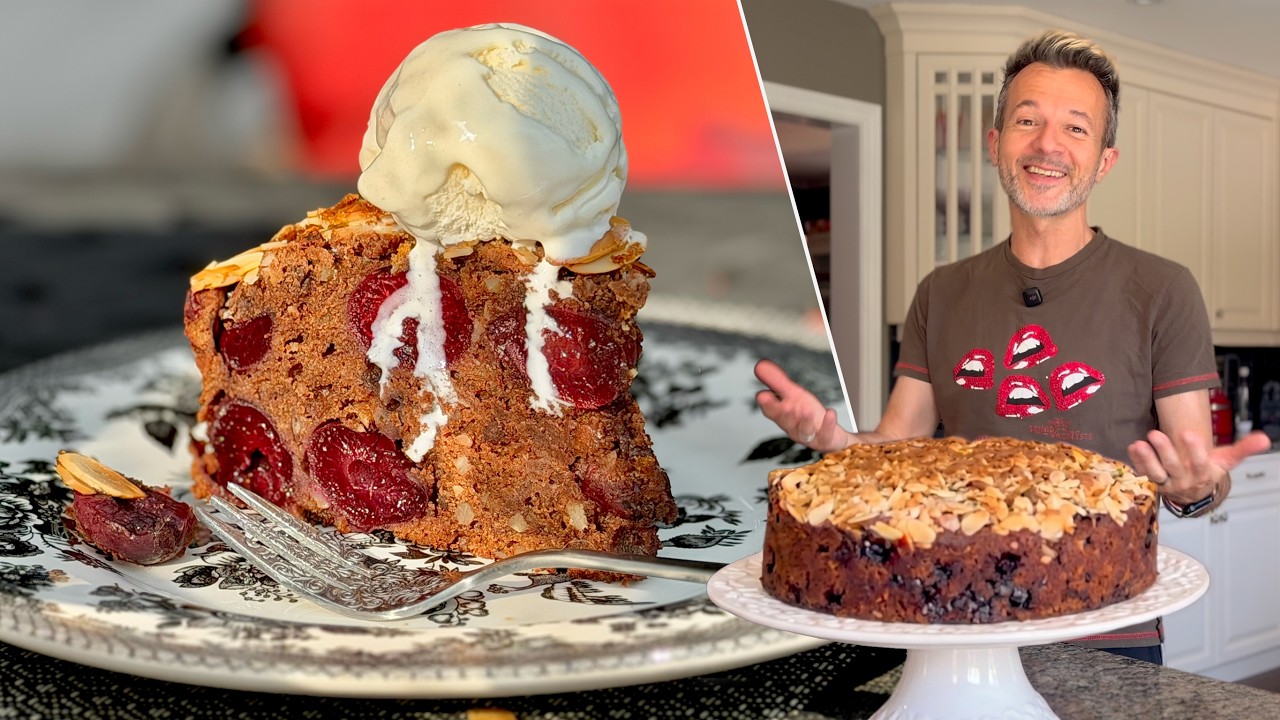 Проще простого!🤩 Шоколадный пирог с черешней и миндалём 🍒