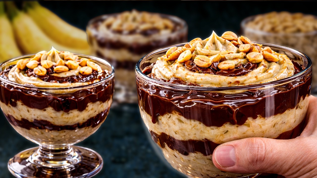 1 Cup Haferflocken mit 3 Banane und Kakao mischen! Gesundes Dessert OHNE Zucker Mehl Backen in 5 Min
