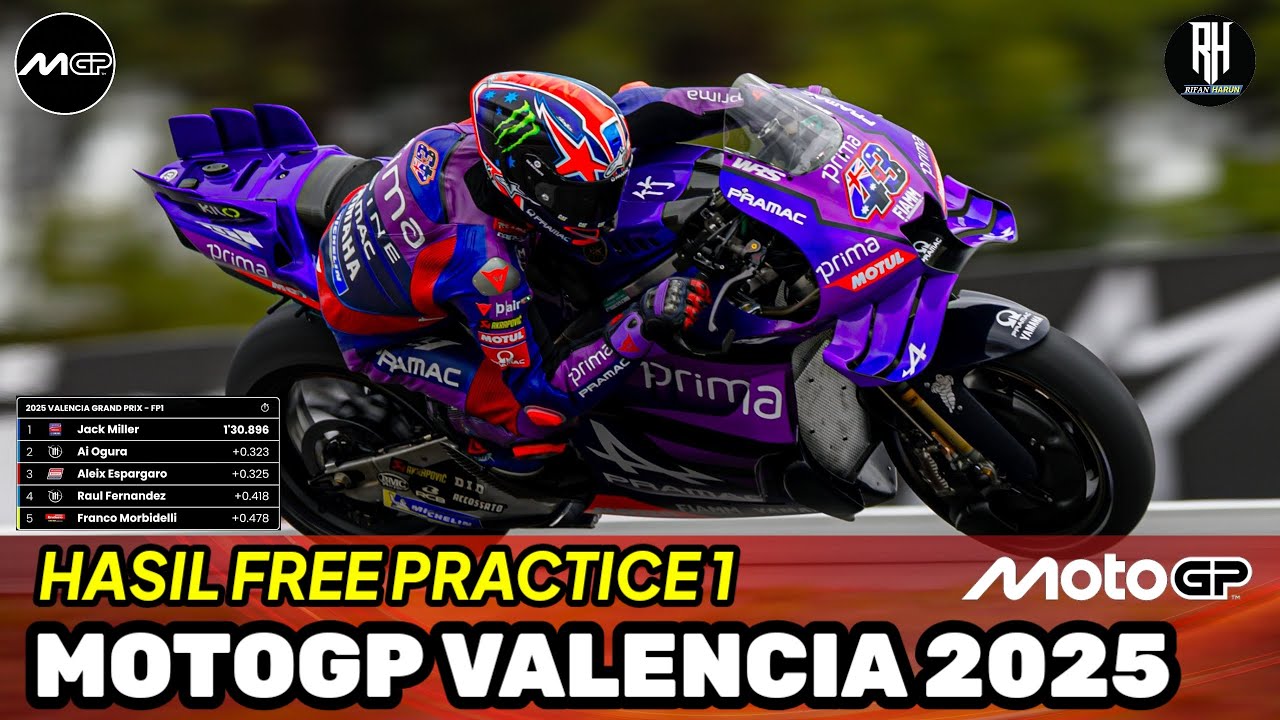 Hasil Motogp Hari ini~Hasil Latihan Bebas 1 GP Valencia 2025~FP 1 Gp Valencia 2025~Jadwal Motogp2025