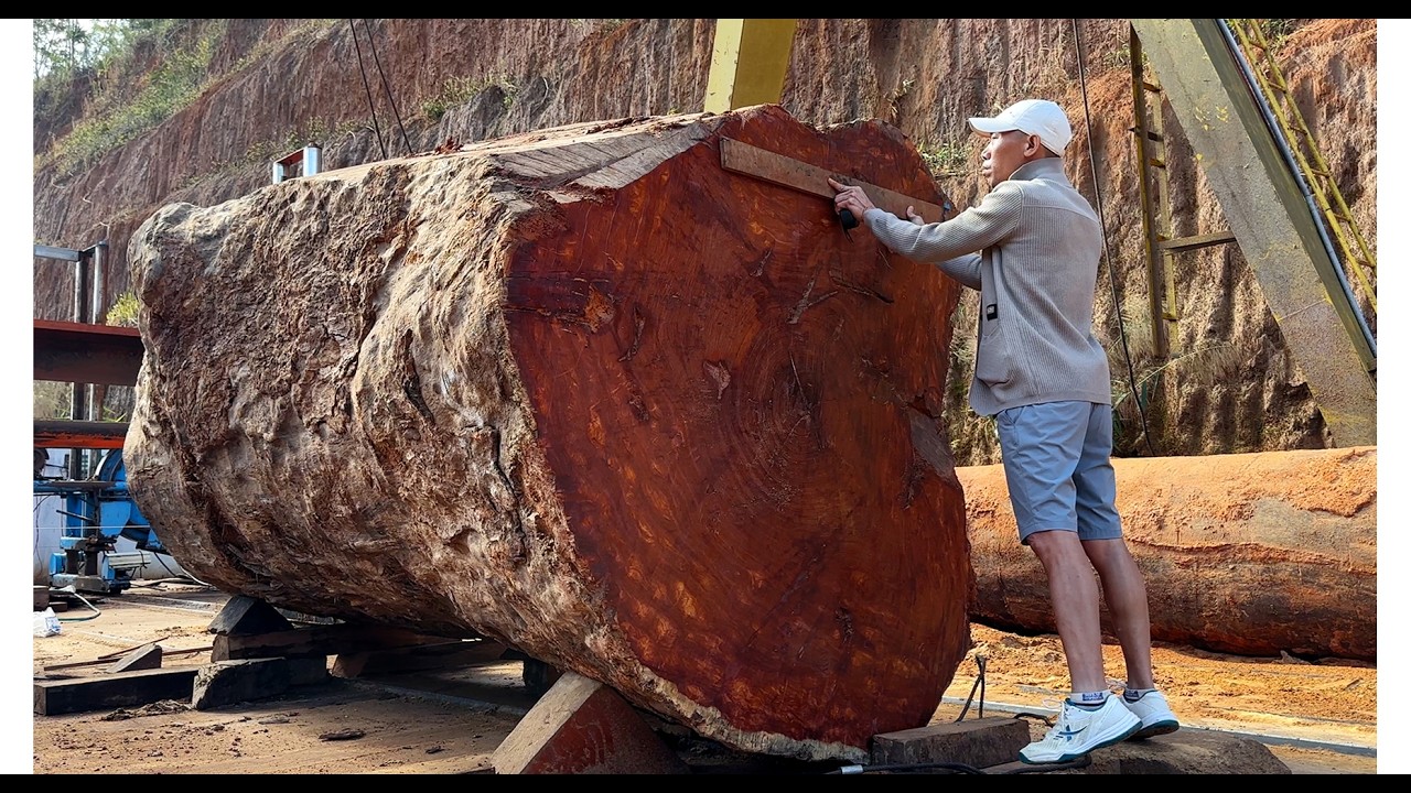 Processing Asia's Largest Golden Sandalwood tree // The Journey From Precious Wood To Rare Furniture