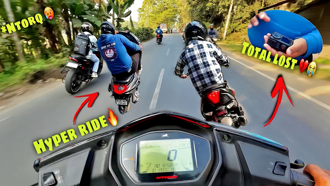 Hyper group ride 🔥Action 4 total lost 💔😭 Ntorq Wheeli 🥵