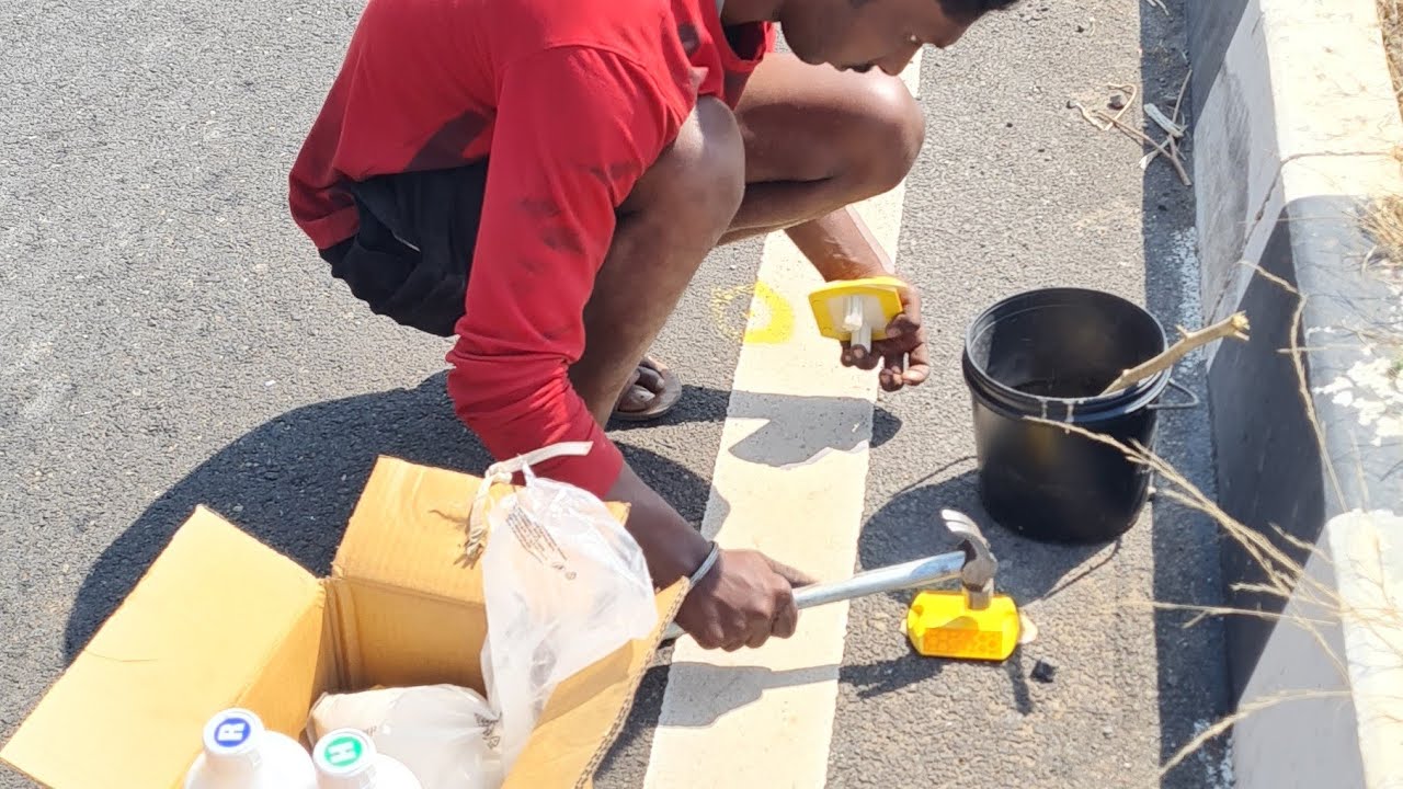 Road studs (Cat eyes) fixing