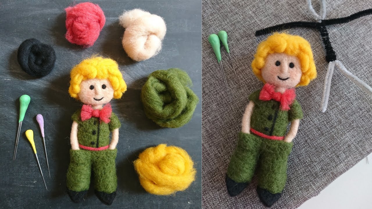 Ke&ccedil;e İğneleme ile K&uuml;&ccedil;&uuml;k Prens Yapımı -  Little Prince with Needle Felting Technique