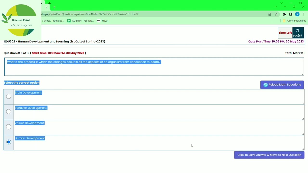 Edu302 Quiz VU Solution | Human Development and Learning
