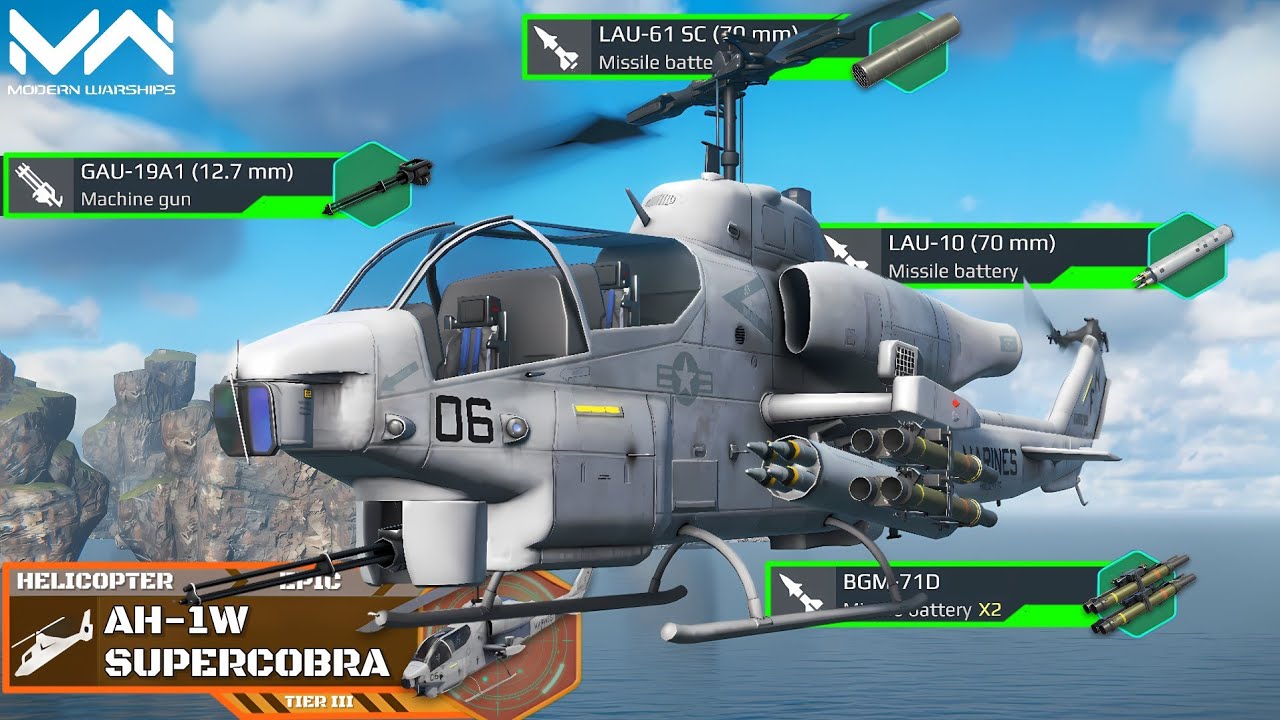 New! June VIP Battlepass Helicopter! AH-1W SuperCobra Full Review | Modern Warships Alpha Test