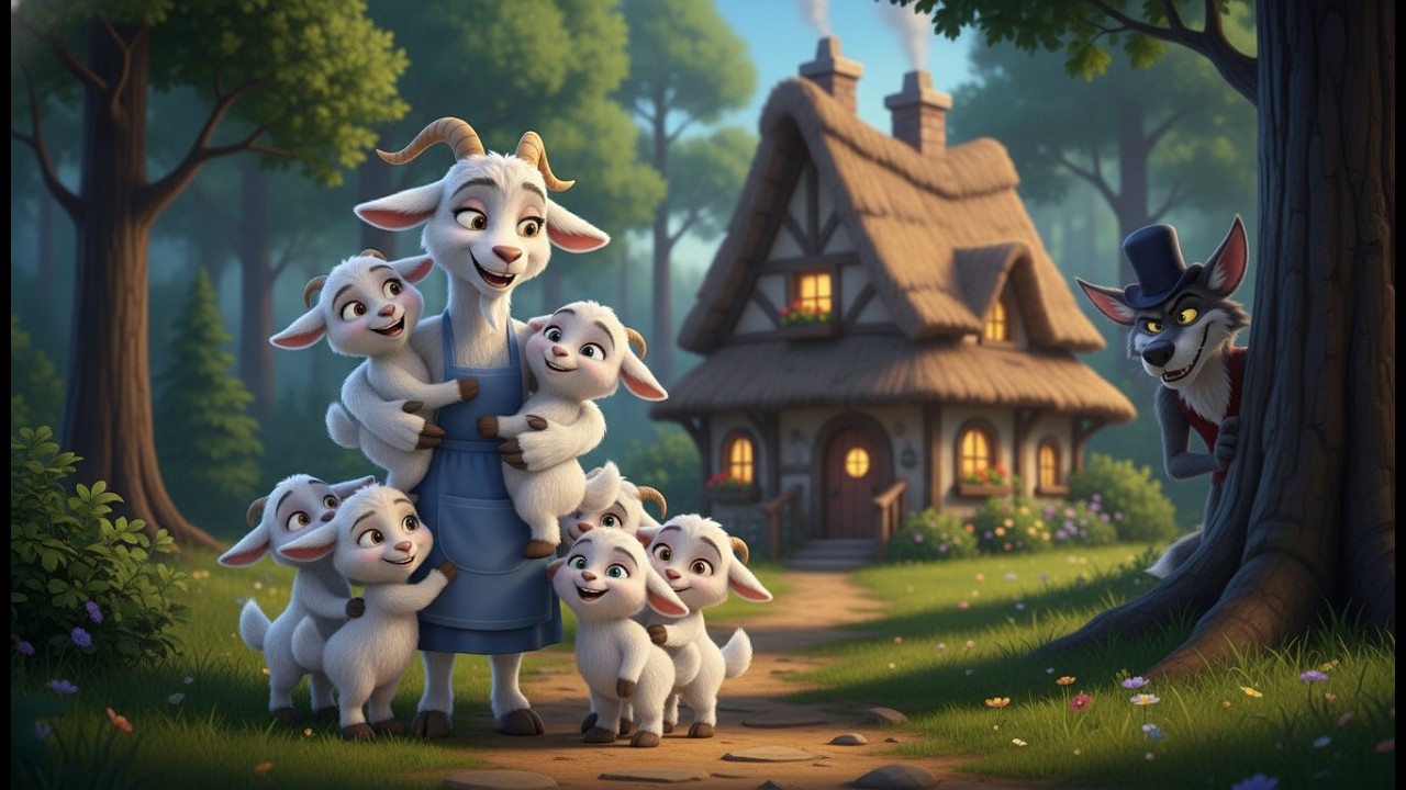 قصة الذئب والخراف السبعة 🐺🐐 حكايات خيالية ممتعة للأطفال بأسلوب بيكسار 3D