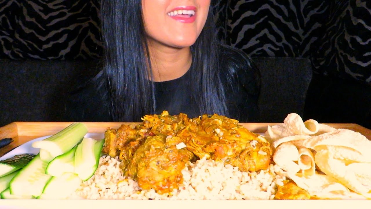 ASMR INDIAN FOOD MUKBANG, CHICKEN CURRY & RICE, *EATING SOUNDS* UK MUKBANG
