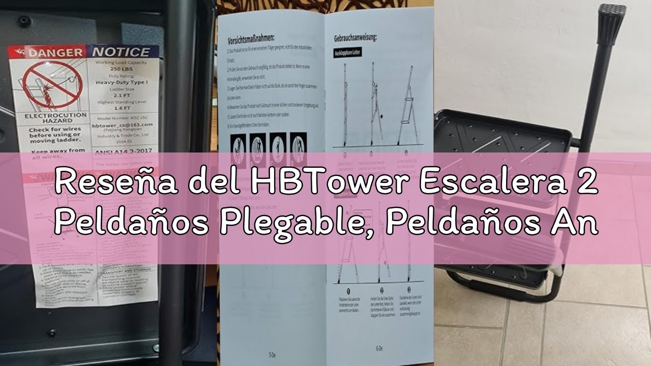 Reseña del HBTower Escalera 2 Peldaños Plegable, Peldaños Antideslizantes con Diseño de Mosaico, Esc