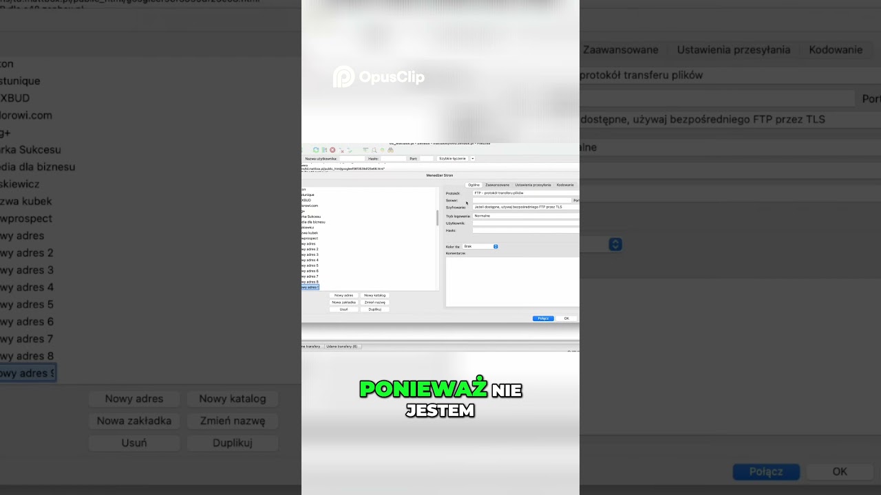 Szybka konfiguracja FTP w FileZilla