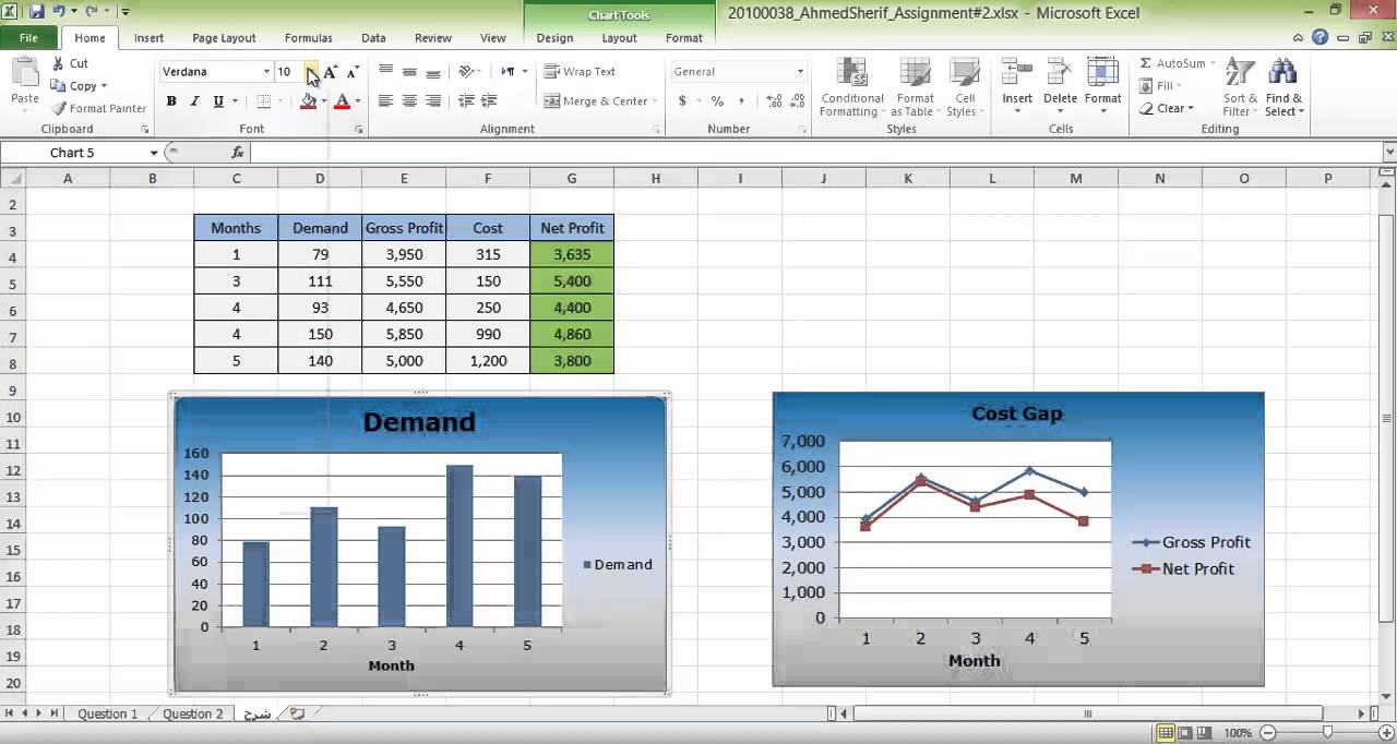 شرح ال Graphs والتعديل عليها في ال Excel - التطبيق على 2010