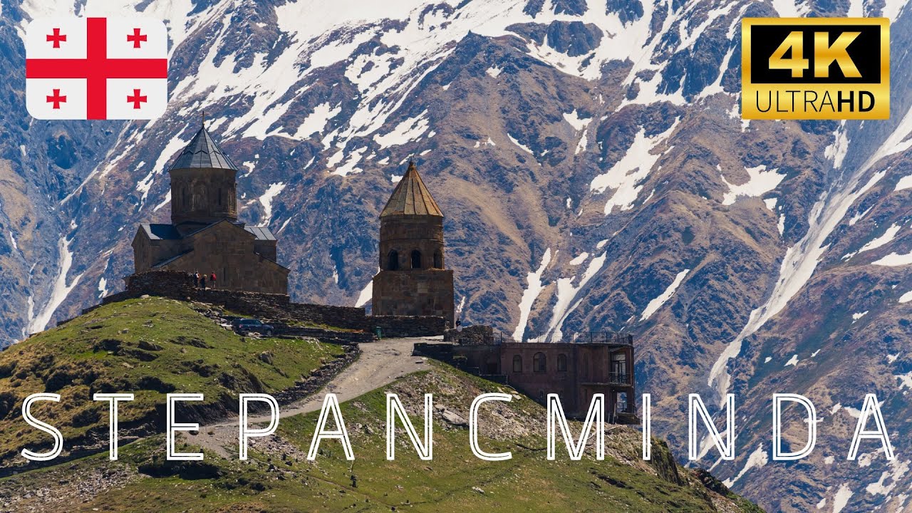 STEPANCMINDA / KAZBEGI 4K -  Scenic Great Caucasus - Relaxing High Quality Drone Footage