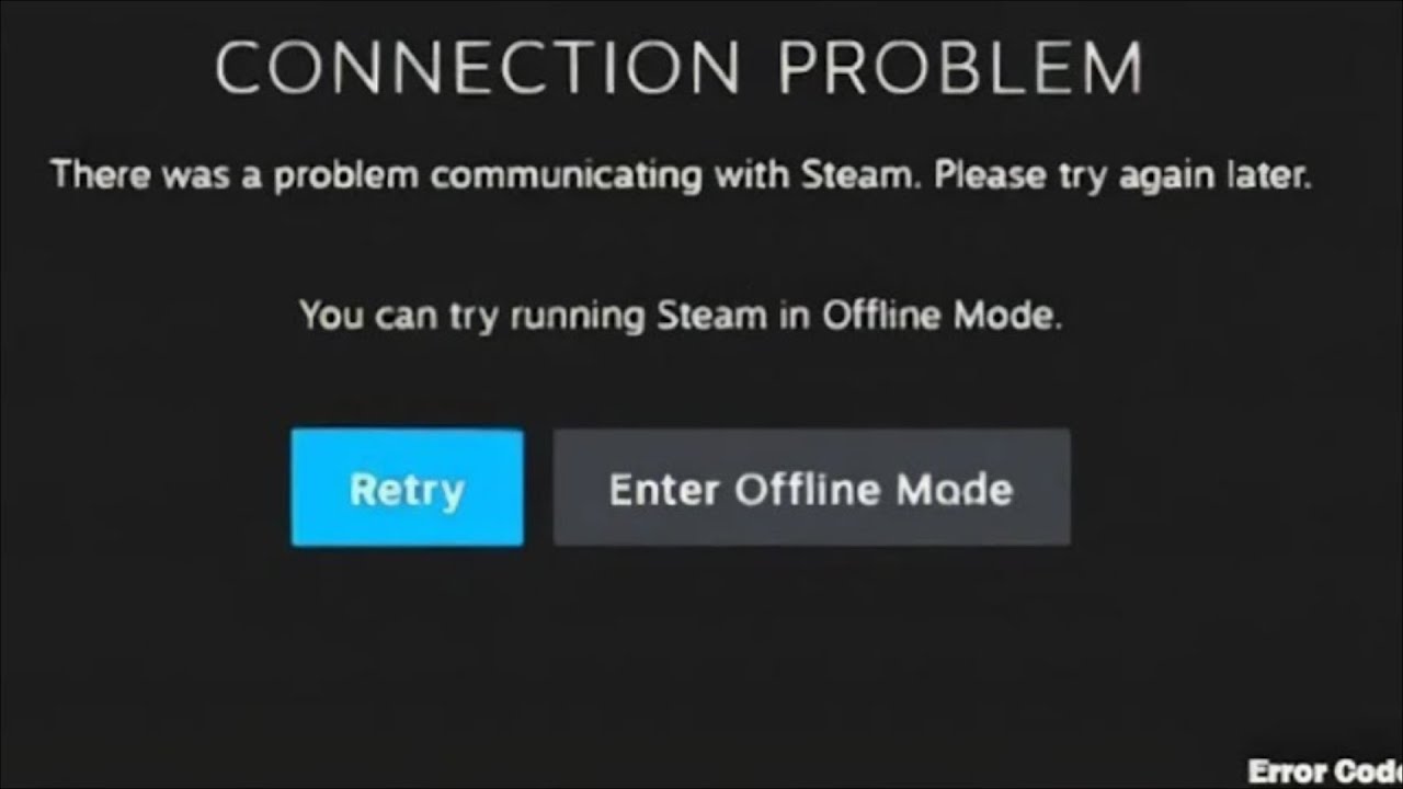 CONNECTION PROBLEM - There was a problem communicating with steam - please try again later.