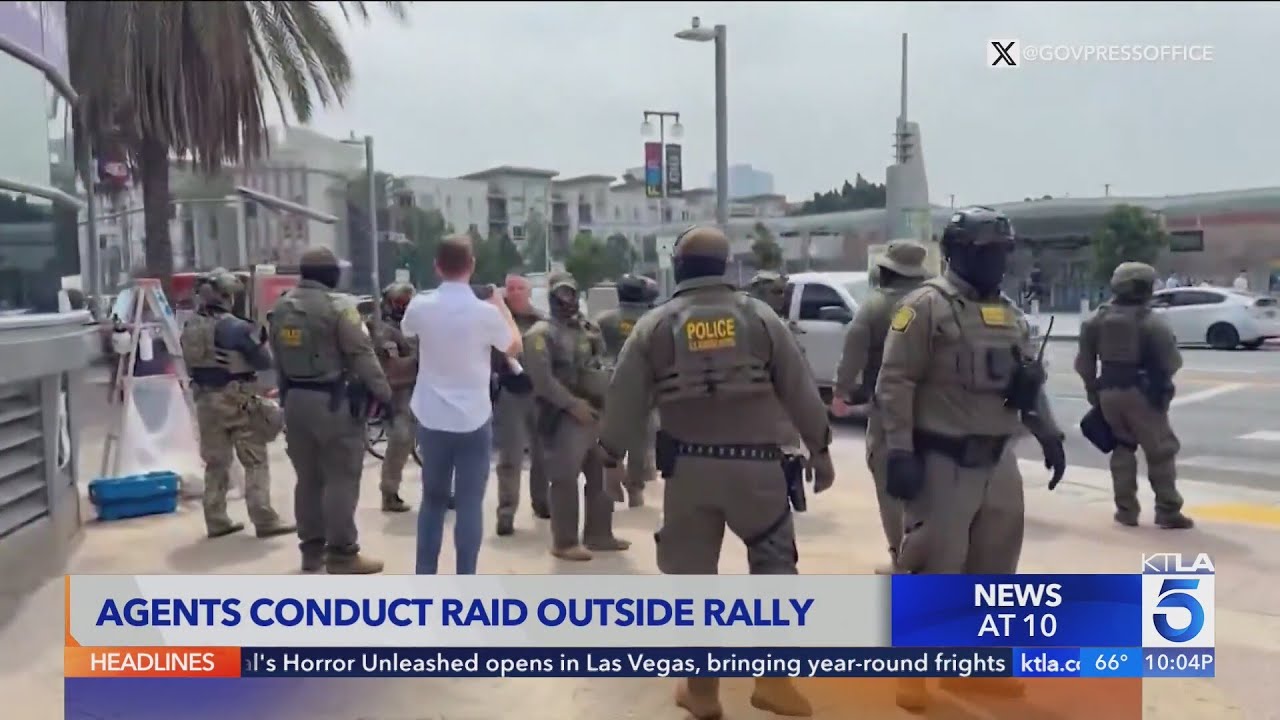 Feds conduct raid outside Newsom rally