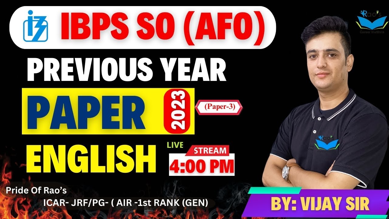 IBPS SO-AFO | IBPS | Previous Year Papers  | English paper Solution 2021 - 2024  || Lecture -3rd