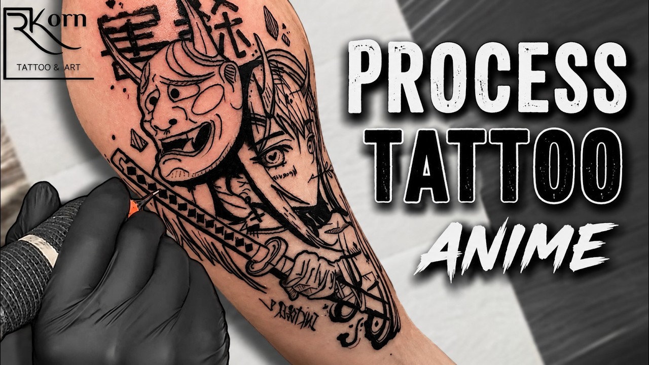 Creating ANIME TATTOO | Full PROCESS | Time Lapse