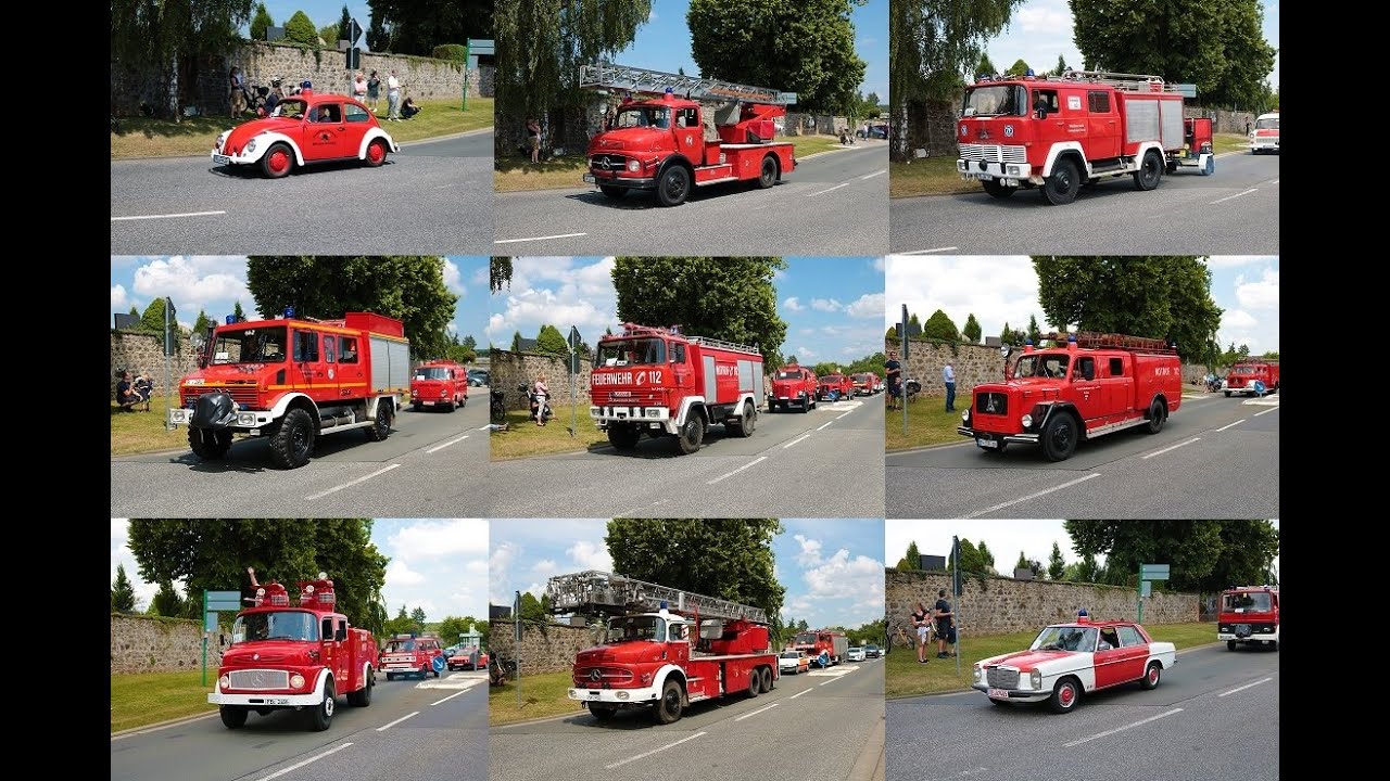 [Feuerwehroldtimer Parade] 75 Jahre Feuerwehrkreisverband Gießen Konvoi mit 80 Fahrzeugen in Lich