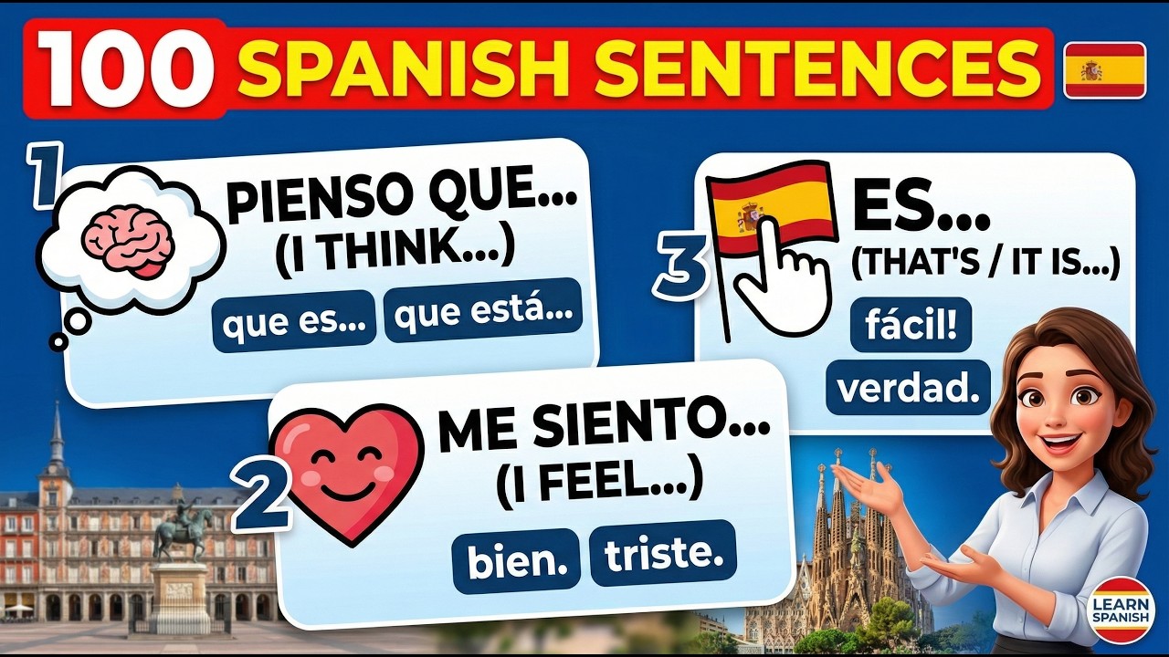 A1 Spanish | 100 Spanish Phrases: Express Opinion & Feelings