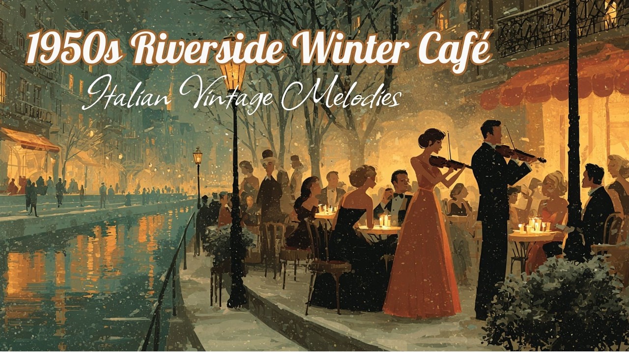 Trip to 1950s Winter Riverside Café I Nostalgic Vintage Italian Songs