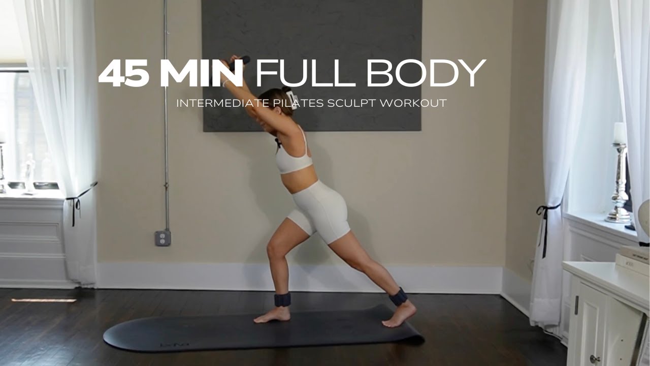 45 MIN FULL BODY PILATES WORKOUT WITH ANKLE WEIGHTS & DUMBBELLS | full body home workout