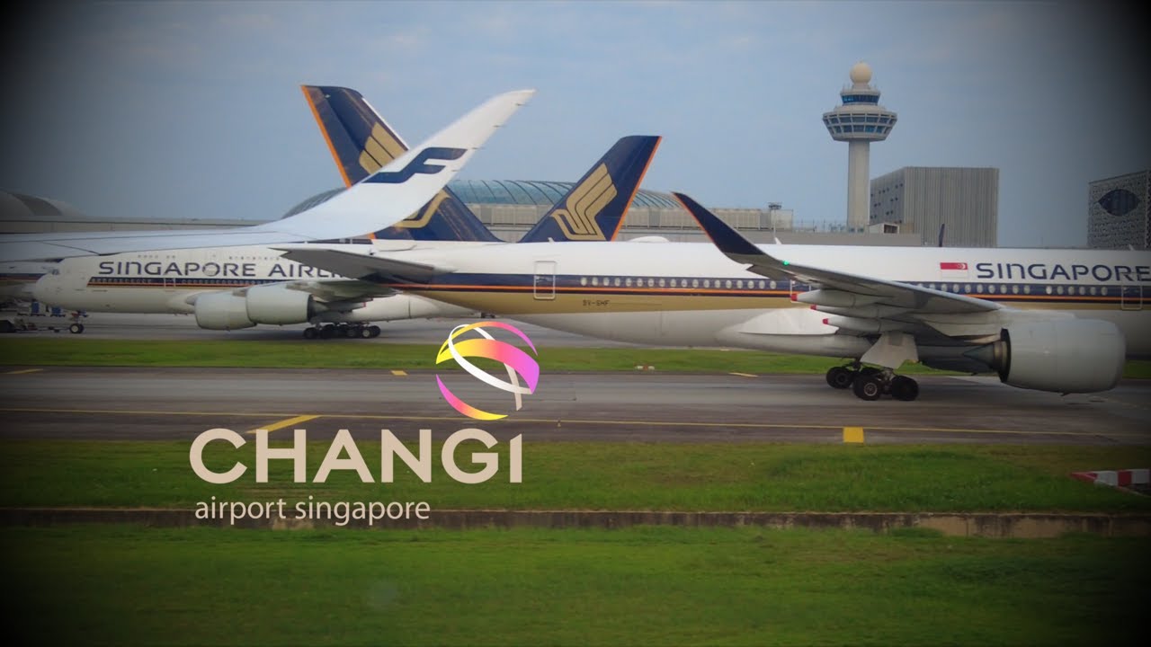 Landing & taxiing to the gate at Changi airport Singapore