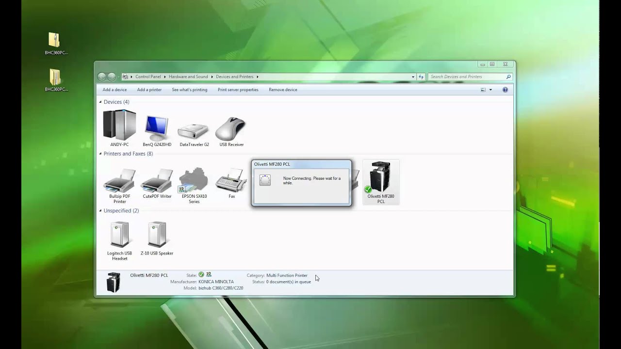 Installing A Konica Minolta C360 Driver for Use With an Olivetti MF360/280/220