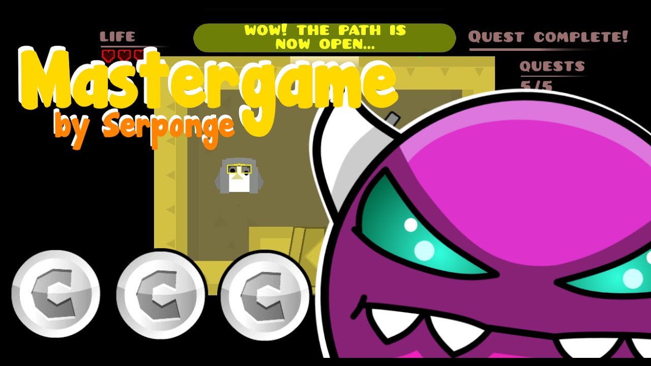 Geometry Dash Medium Demon | MasterGame ALL 3 COINS (Serponge)