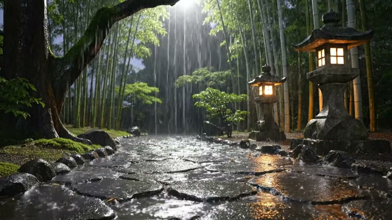 Fall Asleep in 5 Minutes |🌧️ Japanese Forest Night Rain | Deep Sleep & Relaxing Ambience
