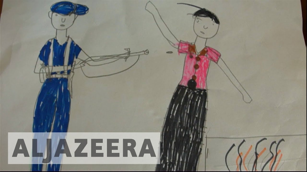 Drawings by Rohingya refugee children reveal the horrific experiences they&rsquo;ve suffered