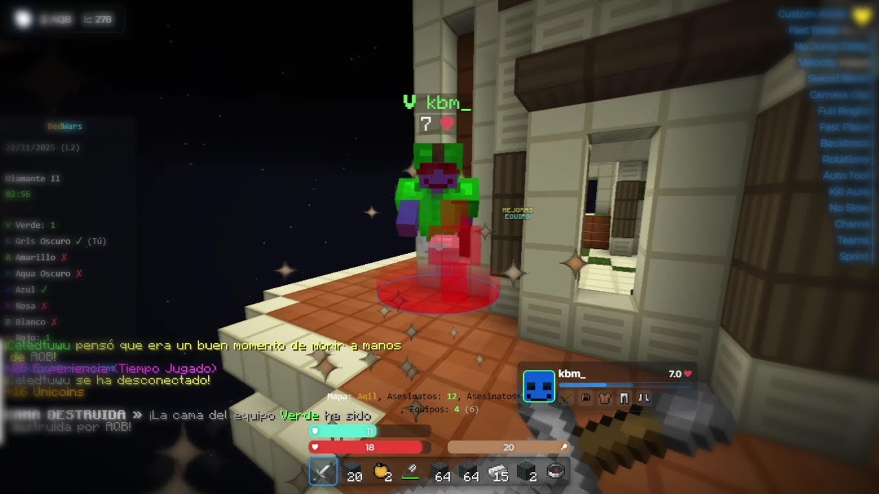 Destroying UniversoCraft With LiquidBounce Nextgen! AutoBlock, KillAura, Telly Scaffold