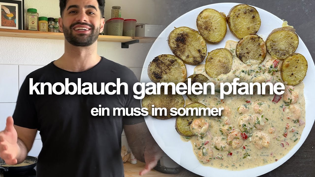 Die besten Sommergerichte 1/3: Schnelle Garnelenpfanne mit Knoblauch und Kartoffelscheiben :-)