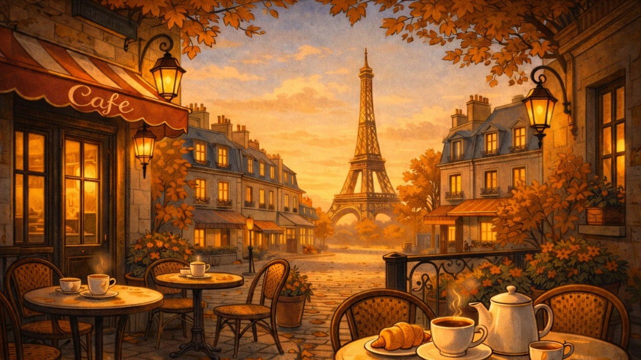 Relax in a 1930s Paris Café ☕ | Distant Vintage Jazz Ambience & Cozy Autumn Evening