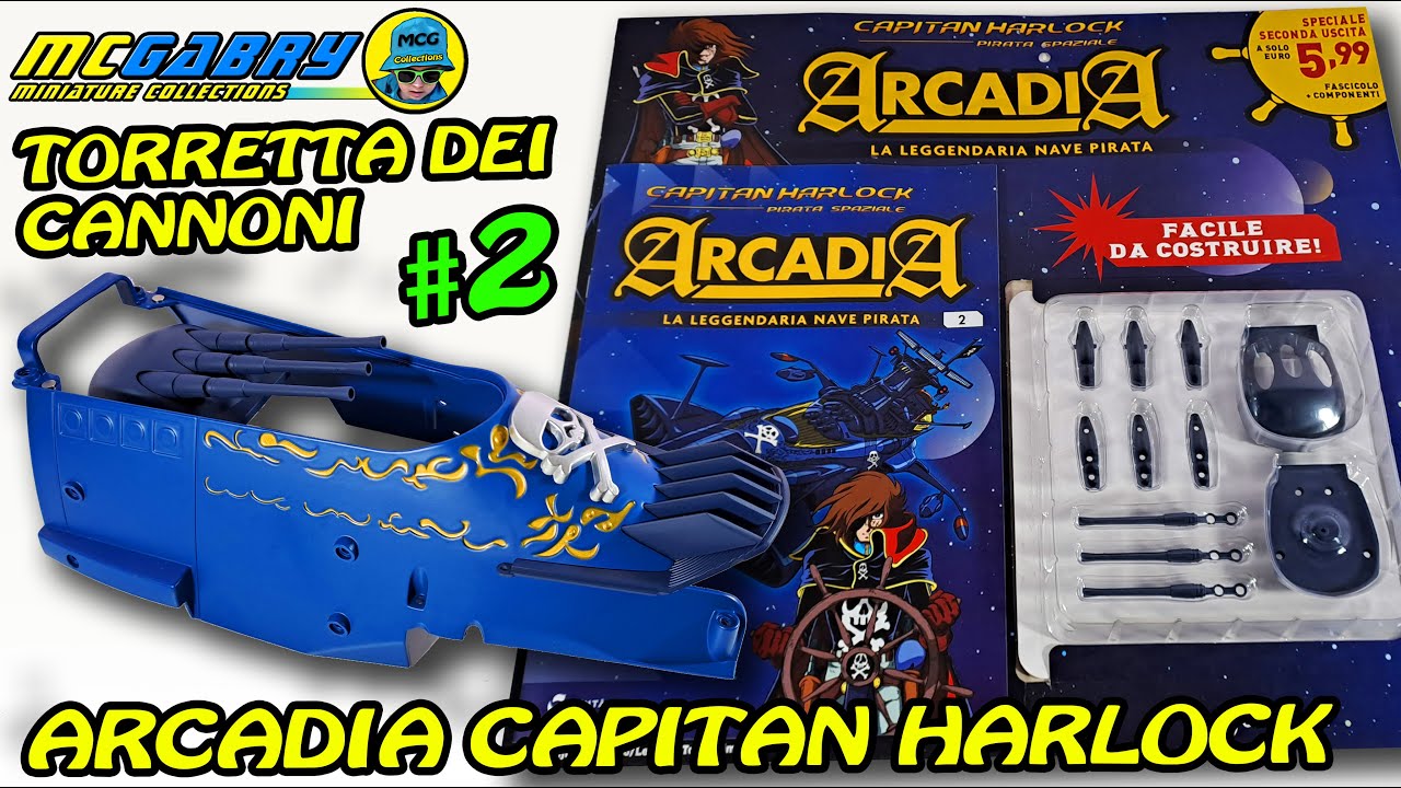 MODELLINO ARCADIA CAPITAN HARLOCK CENTAURIA N.2 TORRETTA DEI CANNONI-UNBOXING EDICOLA