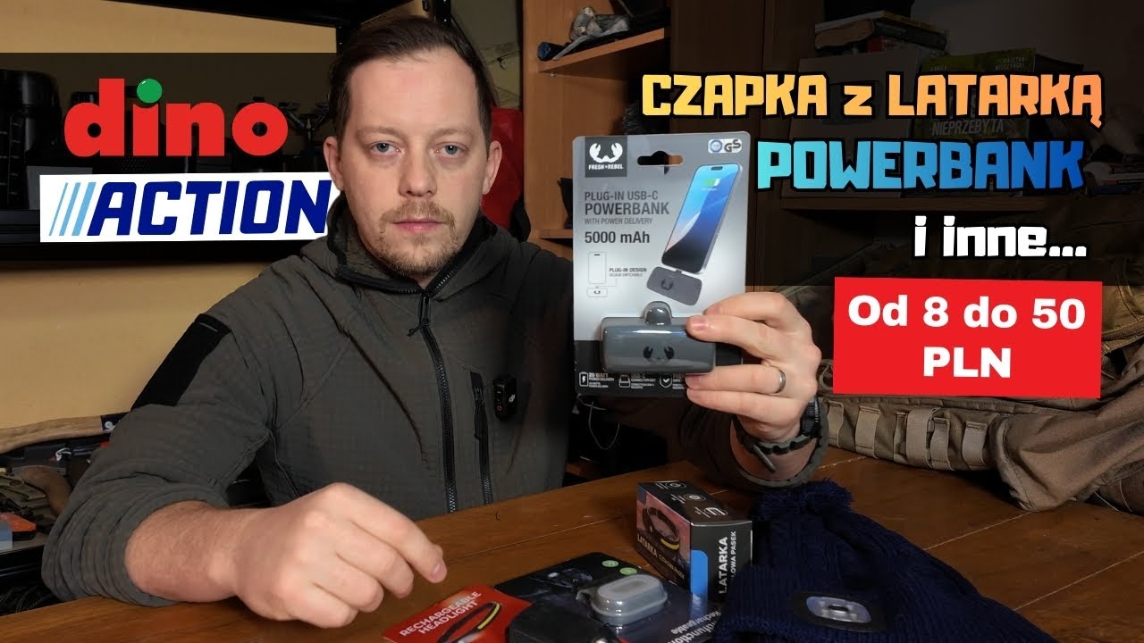 Czapka z latarką z DINO, Mini Powerbank z ACTION i inne tanie gadżety