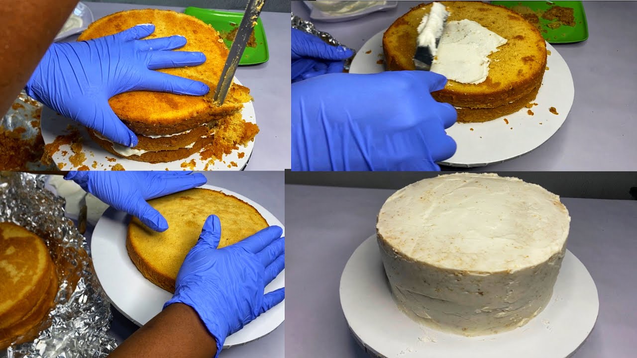 How To Trim And Crumb-coat Cake / How To Prepare Your Cake For Buttercream Decoration