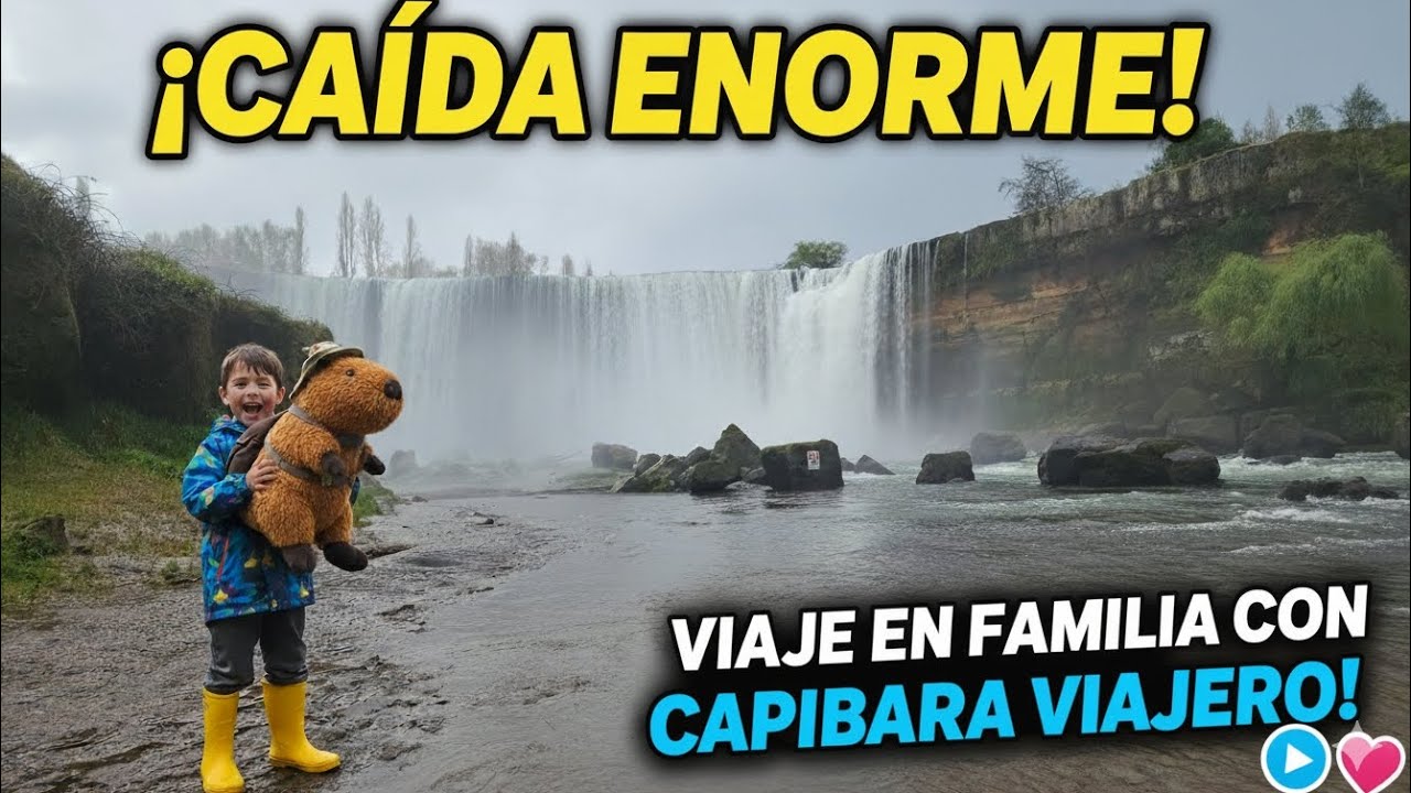 ¡CAÍDA GIGANTE EN CHILE! 🌊 Mi Hijo y su CAPIBARA VIAJERO exploran el SALTO DEL LAJA (Aventura ÉPICA)
